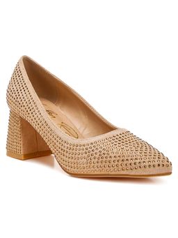 London Rag - Beige Rhinestones Embellished Pumps