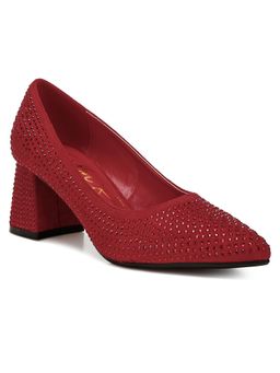 London Rag - Red Rhinestones Embellished Pumps