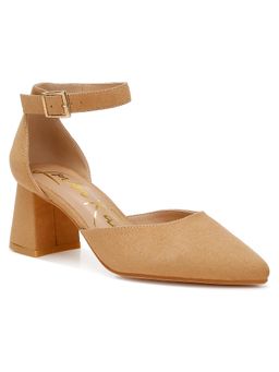 London Rag - Beige Microfiber Block Heel Sandals