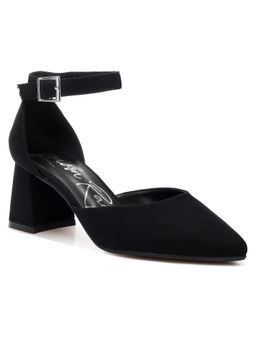 London Rag - Black Microfiber Block Heel Sandals