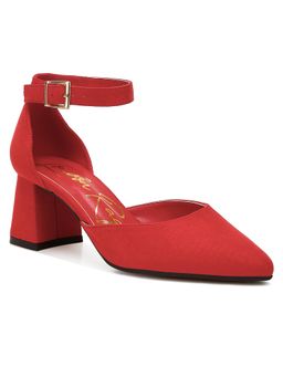 London Rag - Red Microfiber Block Heel Sandals