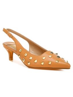 London Rag - Tan Stud Embellished Kitten Heel Mules
