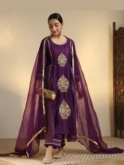 Sarvaa by Kriti - Purple Anika Embroidered Kurta and Pant