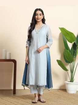 Sarvaa by Kriti - Blue Vaayu Embroidered Kurta and Pant
