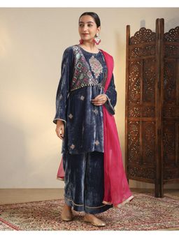 Sarvaa by Kriti - Blue Falak Embroidered Kurta and Pant with Dupatta