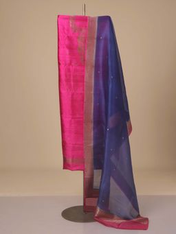 LABEL KALASHREE - Hot Pink Pure Silk Contrast Unstitched Suit