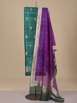 LABEL KALASHREE - Green Pure Silk Unstitched Suit