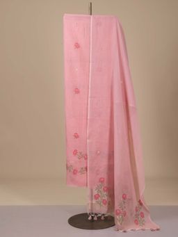 LABEL KALASHREE - Pink Cotton Jamdani Unstitched Suit