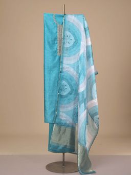 LABEL KALASHREE - Aqua Blue Chanderi Unstitched Suit
