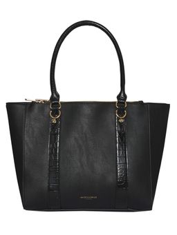 Accessorize London - Womens Faux Leather Black Kirby Work Bag