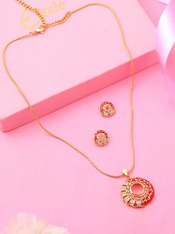 Estele - Gold Plated CZ Round Shaped Necklace Set for Women