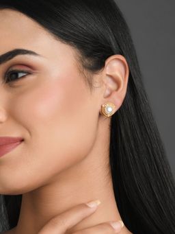 Fida - Luxurious Gold Plated American Diamond Stud Earring for Women