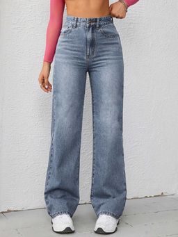 Off Duty India - Not Your Daddy's Straight Leg Jeans-Light Blue