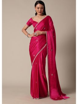 KALKI FASHION - Radiant Pink Saree Stone Embellished Saree with Unstitched Blouse