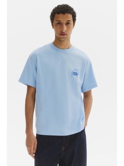 H&M - Men Blue Loose Fit Printed T-Shirt