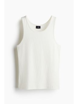 H&M - Men White Slim Fit Ribbed Vest Top