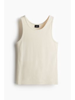 H&M - Men Beige Slim Fit Ribbed Vest Top