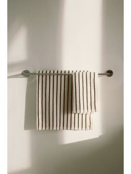 H&M - White Striped Bath Towel