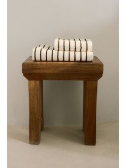 H&M - White Striped Hand Towel