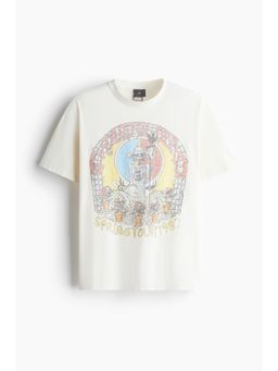 H&M - Men Multi-Color Loose Fit Vintage-Look Printed T-Shirt