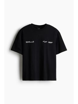 H&M - Men Black Loose Fit Printed T-Shirt