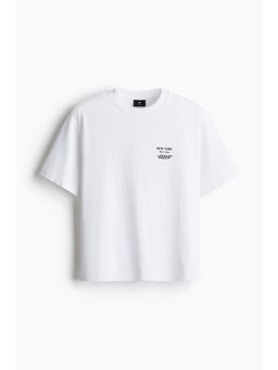H&M - Men White Loose Fit Printed T-Shirt