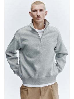 H&M - Men Grey Loose Fit Zip-Top Sweatshirt