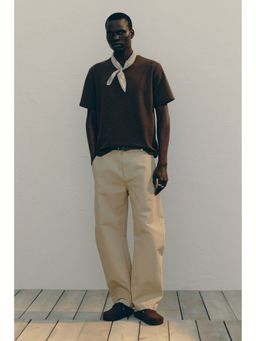 H&M - Men Brown Regular Fit Waffled T-Shirt