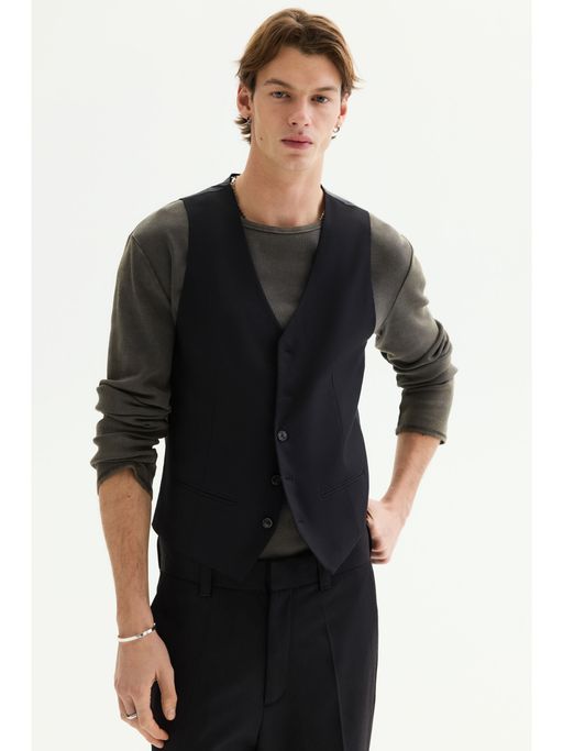 H&M Men Black Slim Fit Suit Waistcoat