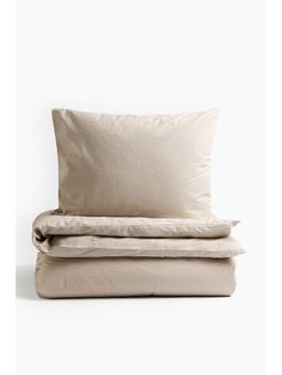 H&M - Beige Seersucker Single Duvet Cover Set