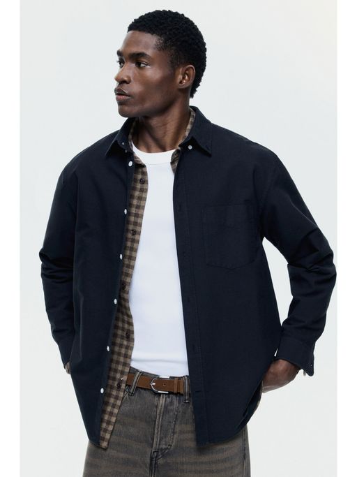 Buy H&M Regular Fit Oxford Shirt Black (XS) Online