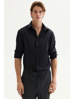 H&M - Men Black Slim Fit Stretch Shirt