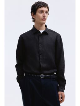 H&M - Men Black Slim Fit Linen Shirt