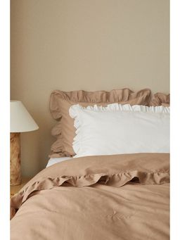 H&M - White Frill-Trimmed Cotton Cushion Cover