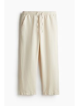 H&M - Men Beige Relaxed Fit Linen Trousers