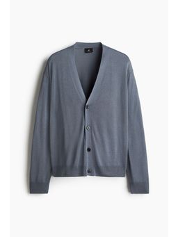 H&M - Men Grey Regular Fit Fine-Knit Cardigan
