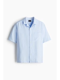 H&M - Men Blue Regular Fit Textu Resort Shirt