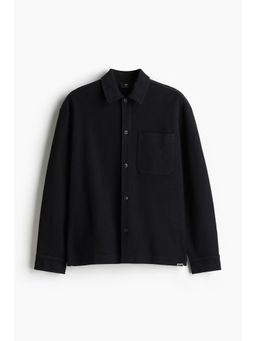 H&M - Men Black Loose Fit Brushed Overshirt
