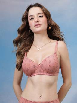 Clovia - Women Printed Padded Non-Wired Full-Coverage Multiway T-shirt Bra