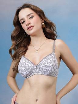 Clovia - Women Printed Padded Non-Wired Full-Coverage Multiway T-shirt Bra