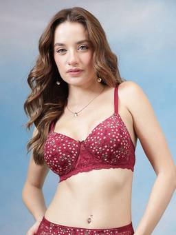 Clovia - Women Printed Padded Non-Wired Full-Coverage T-shirt Bra