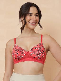 Clovia - Women Printed Padded Non-Wired Full-Coverage Multiway T-shirt Bra