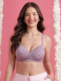 Clovia - Women Cotton Printed Padded Non-Wired Multiway T-shirt Bra
