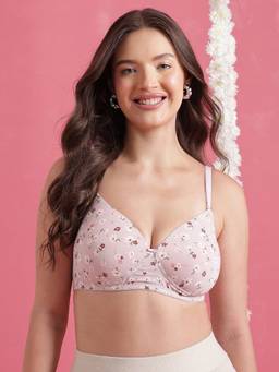 Clovia - Women Printed Padded Non-Wired Full-Coverage Multiway T-shirt Bra