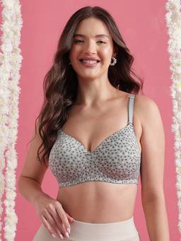 Clovia - Women Cotton Printed Padded Non-Wired Multiway T-shirt Bra