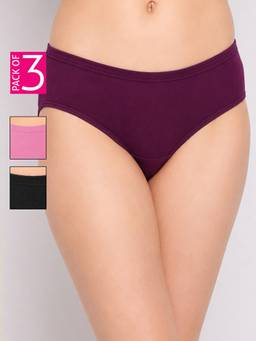 Clovia - Women Cotton Mid-Waist Hipster Panties (Pack of 3)
