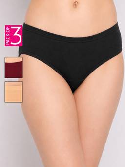 Clovia - Women Cotton Mid-Waist Hipster Panties (Pack of 3)