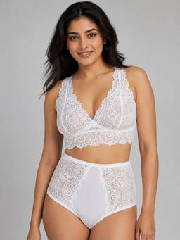 Shop The Edit - Lace Lightly Padded And Non-Wired Mid-Rise Bra and Panty