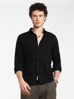 Campus Sutra - Men's Midnight Black Hive-Checkered Shirt