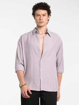 Campus Sutra - Men's Lilac Breezy Wrinkled Shirt